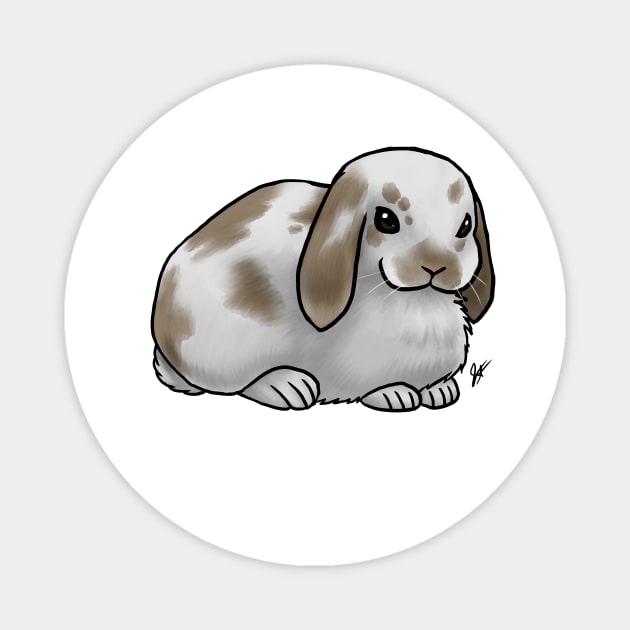 Small Mammal - Rabbit - Holland Lop Brown and White Magnet by Jen's Dogs Custom Gifts and Designs